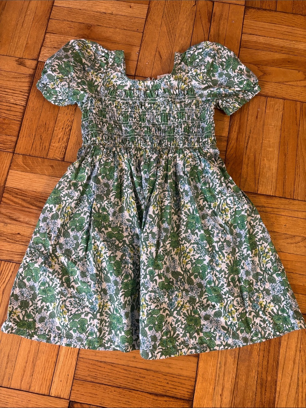 Crewcuts Girls’ Green Floral Smocked Dress